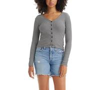 Levi's Mujer Camiseta de Manga Larga Muse Vanilla Stripe Caviar Cotton Black L