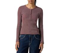 Levi's Mujer Camiseta de Punto Waffle Dry Goods Annalise Stripe Chocolate Truffle V2 Red S