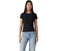 Levi's Mujer Camiseta Dry Goods Pointelle tee de canalé, Slim Fit, Negro (Anthracite Night), S
