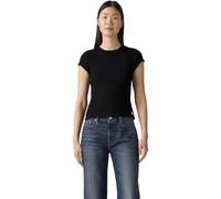 Levi's Mujer Camiseta Dry Goods Waffle Cap tee de canalé, Slim Fit, Negro (Anthracite Night), XL