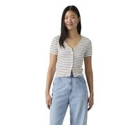LEVI'S Camiseta corta de rayas con cuello en pico. Color rayas blanco/azul
