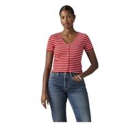 Levi's Mujer Camiseta Muse tee con Cuello de Pico, de canalé, Rojo (Penelope Stripe URBA), L