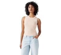 Levi's Mujer Camiseta V-Neck Jules Stripe Egret and High Risk Red White L