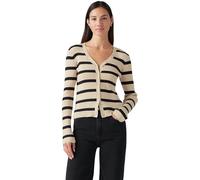 Levi's Mujer Cárdigan Tulip con Cuello de Pico, Slim Fit, Beige (Redwood Stripe Creme), S
