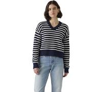 Levi's Mujer Suéter con Cuello de Pico Reese Parisienne Stripe Peacoat Cotton Blue L