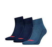 Levi's Quarter Calcetines, Azul (Denim), 39-42 (Pack de 3) Unisex Adulto