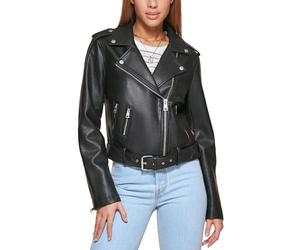 Levi's The Belted Faux Leather Moto Jacket (Regular & Plus Size) Chaqueta de Piel sintética, Negro, XL para Mujer