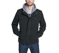 Levi's Washed Cotton Hooded Military Jacket,Black,Large