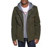 Levi's Washed Cotton Hooded Military Jacket,Olive,Large