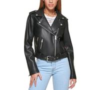 Levi's Women's Faux Leather Asymmetrical Belted Motorcycle Jacket, Black, Large