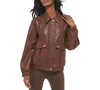 Levi's Women's Faux Leather Lightweight Dad Bomber Jacket Piel sintética, marrón Chocolate, XS para Mujer