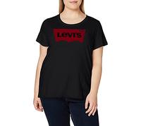 Levi's Women's Plus Size Perfect Tee T-Shirt, Batwing Logo, Stonewashed Black, 4XL