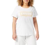 Levi's Women's Plus Size Perfect Tee T-Shirt, Batwing Logo, Wavy Batwing Fill White +, 1XL