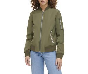 Levi's Women's Poly Bomber Jacket with Contrast Zipper Pockets, Army Green, L