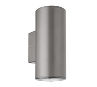 Levitantes Aplique exterior gris, 2xGU10, cilindro de policarbonato, 18,6x7,6x9,9 cm, IP54 - Ideal para iluminación de patios y jardines.