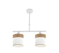 Levitantes Lámpara de mesa 2xE14, color blanco y madera clara, medidas Regx43x14 cm, ideal para iluminar y decorar espacios modernos.