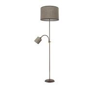 Levitantes Pie de salón marrón con lector, 1xE27 y 1xE14, dimensiones 155x40x40 cm, ideal para ambientar y dar luz a espacios interiores.