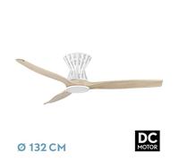 Levitantes Ventilador Dc Baltir 18w Blanco/haya 3aspas 132d Regulable Intensidad 2250lm 3000k,4000k,6000k Remoto+temporizador+memoria
