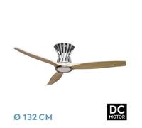 Levitantes Ventilador Dc Baltir 18w Niquel/haya 3aspas132d Regulable Intensidad 2250lm 3000k,4000k,6000k Remoto+temporizador+memoria