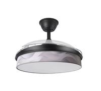 Levitantes Ventilador Dc Moda 72w Negro/ola Gris 108d 3aspas 7200lm 3000k,4000k,6000k Remoto+memoria+temporizador