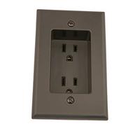 Leviton 15 Amp 1-Gang Recessed Duplex Receptacle, Residential Grade, with Screws Mounted to Housing, 689-E, Black