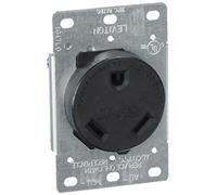 Leviton 7313-S00 30 Amp, 125 V, NEMA TT-30R, 2P, 3W, Receptáculo MTG empotrado, hoja recta, grado industrial, lado de conexión a tierra cableado, correa de acero, negro