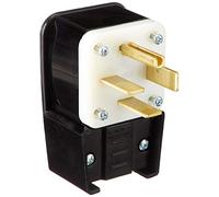 Leviton 8462-P 60 Amp, 250 voltios, 3PY, hoja recta, enchufe, grado industrial, tierra, ángulo, negro