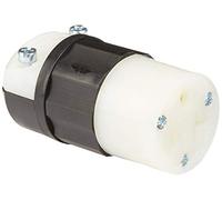 Leviton - Conector de 20 amperios, 125 voltios, calidad industrial, hoja recta, tierra, color blanco y negro.