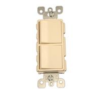 Leviton Decora 5643-T - Interruptor combinado de CA de 3 vías/3 vías, grado comercial, conexión a tierra, 15 A, 120/277 V, color almendra claro