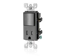 Leviton, Decora T5625-E, Interruptor combinado y receptáculo resistente a manipulaciones, Negro