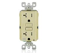 Leviton GFCI GFWT2-I, toma de corriente resistente a la intemperie, 20 amperios, autoprueba, resistente a manipulaciones con luz indicadora LED, ubicaciones al aire libre, GFWT2-I, marfil