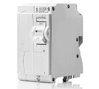 Leviton LB220-T - Disyuntor de circuito estándar de 2 polos de 20 A, magnético térmico, 120/240 VCA, color blanco