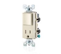 Leviton T5625-T Decora Interruptor combinado y receptáculo resistente a manipulaciones, almendra claro