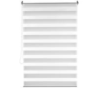 Levivo Estor doble / estores para ventanas, para proteger contra miradas ajenas y oscurecer sin taladrar, en muchos tamaños desde 50 a 95cm de anchura, franjas transparentes y opacas alternadas, blanco, 95 x 150cm