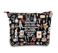 LEVLO Alice Movie - Bolsa de cosméticos de Alice Fairy Tale, regalo para fanáticos de Alice You Are Braver Stronger Smarter Than You Think Merch, Always Alis Black, Bolsa de maquillaje