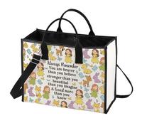 LEVLO Animal & Book - Neceser de maquillaje con cremallera «Enjoy Life», regalo con texto en inglés «You Are Braver Stronger Smarter Than You Think», Animal & Book LT, Bolso tote
