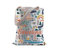 LEVLO Barcelona Map Tote Bag Barcelona Travel Souvenirs Gift Barcelona City Street Map Bolsa de comestibles Mudarse a Barcelona Regalo, Barcelona, 35cm ( 13.78 inch ) * 38 cm ( 14.96 inch)