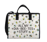 LEVLO Bee - Bolsa para diabetes tipo 1 tipo 2, bolsa médica para diabéticos, almacenamiento de suministros para organización de diabetes, bolsa de mano para diabéticos, Stuff Tote 2uk, moda
