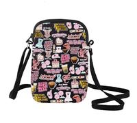 LEVLO Bolsa cruzada para cantante, álbum de música, regalo para amantes de la música, concierto, bolsa de hombro para amantes de la música, Bleh C Negro, Medium to Large