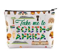 LEVLO Bolsa de cosméticos de viaje con símbolos de Sudáfrica, regalo de recuerdo de Sudáfrica, llévame a Sudáfrica Maquillaje Bolsa con cremallera para viajero, Llévame a Sudáfrica