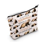 LEVLO Bolsa de cosméticos para hurones, regalos para amantes del hurón, regalos para mujeres, mercancía de hurón Always be a hurón con cremallera, Be a Ferret 3uk, moda