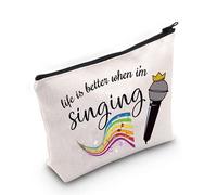 LEVLO Bolsa de maquillaje con cremallera para amantes de la música, regalo Life Is Better When I'm Singing para mujeres y niñas, When I'm Singing, Bolsa de maquillaje