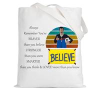LEVLO Bolsa de maquillaje con cremallera para entrenador de fútbol, programa de televisión, regalo con texto en inglés "You Are Braver Stronger Smarter Than You Think Believe", Bolsa Always Believe