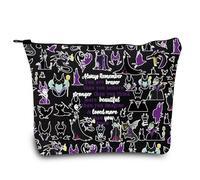 LEVLO Bolsa de maquillaje con cremallera para fanáticos de la película, regalo para fanáticos de la película, "You Are Braver Stronger Smarter Than You Think Villains" (Siempre villanos negro),