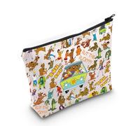 LEVLO Bolsa de maquillaje con diseño de perro y peludo de dibujos animados, para fanáticos de la película de perros, regalo de máquina misteriosa, bolsa de maquillaje con cremallera, bolsa para