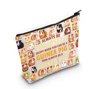 LEVLO Bolsa de maquillaje de conejillo de indias, regalo para amantes de los conejillos de indias, con texto en inglés "Always Be Yourself Except When You Can Be A Guinea Pig Then Always Be A Guinea