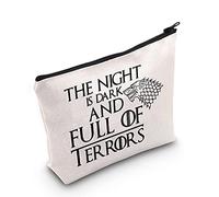 LEVLO Bolsa de maquillaje de tronos para juegos de tronos, regalo para fanáticos del juego, The Nnight Is Dark And Full Terrors Tronos, bolsa de maquillaje con cremallera para amigos y familiares, La