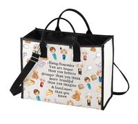 LEVLO Bolsa de maquillaje inspirada en oro, para fanáticos de la serie de televisión dorada, regalo con texto en inglés "You Are Braver Stronger Smarter Than You Think" con cremallera para mujeres y