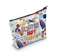 LEVLO Bolsa de maquillaje para asistente de vuelo, regalo de piloto, atrapando los vuelos, no sentimientos, bolsa de maquillaje con cremallera, regalo para viajeros, Vuelos no bolsa, Bolsa de