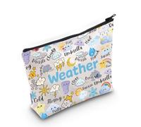 LEVLO Bolsa de maquillaje para cosméticos del clima, regalo para amantes de la meteorología, bolsa con cremallera, Weather